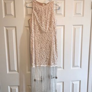 Lace dress with fringe bottom